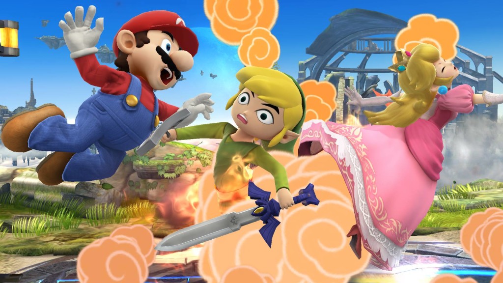 Super-Smash-Bros-3DS-Wii-U-Toon-Link-Peach-Mario-Battlefield