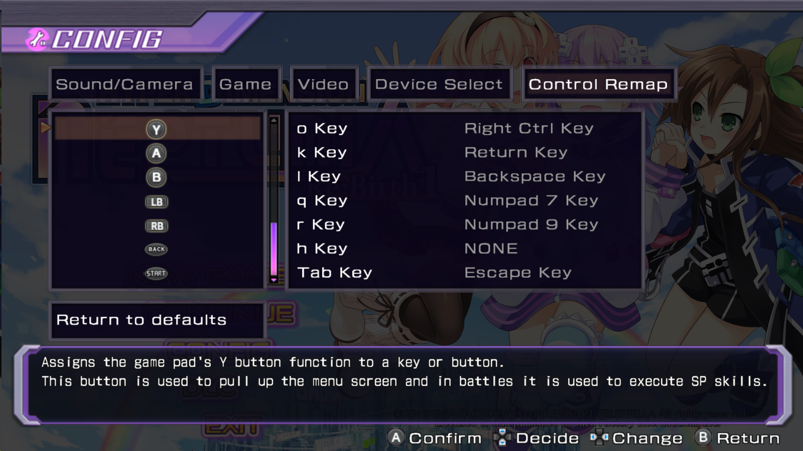 Neptunia Keybind Screenshot