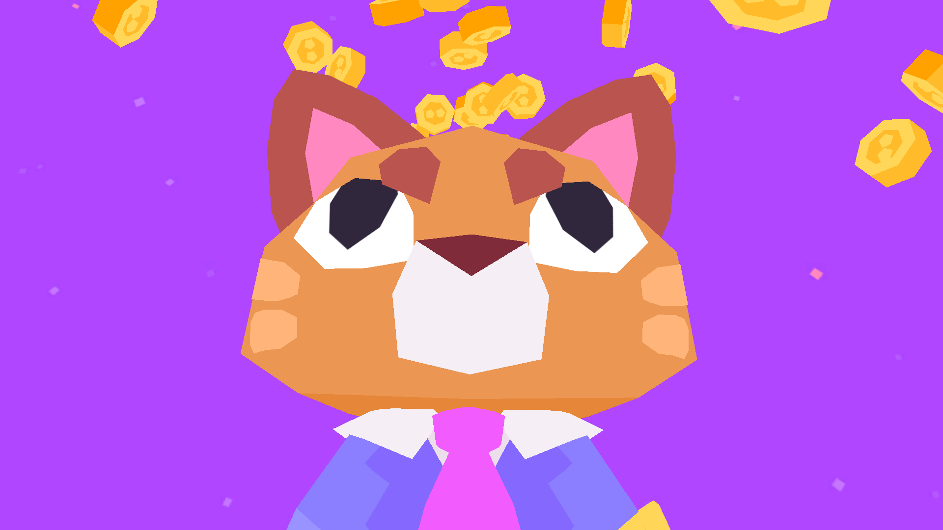 An image of Button City's antagonist on a purple background with money raining behind him