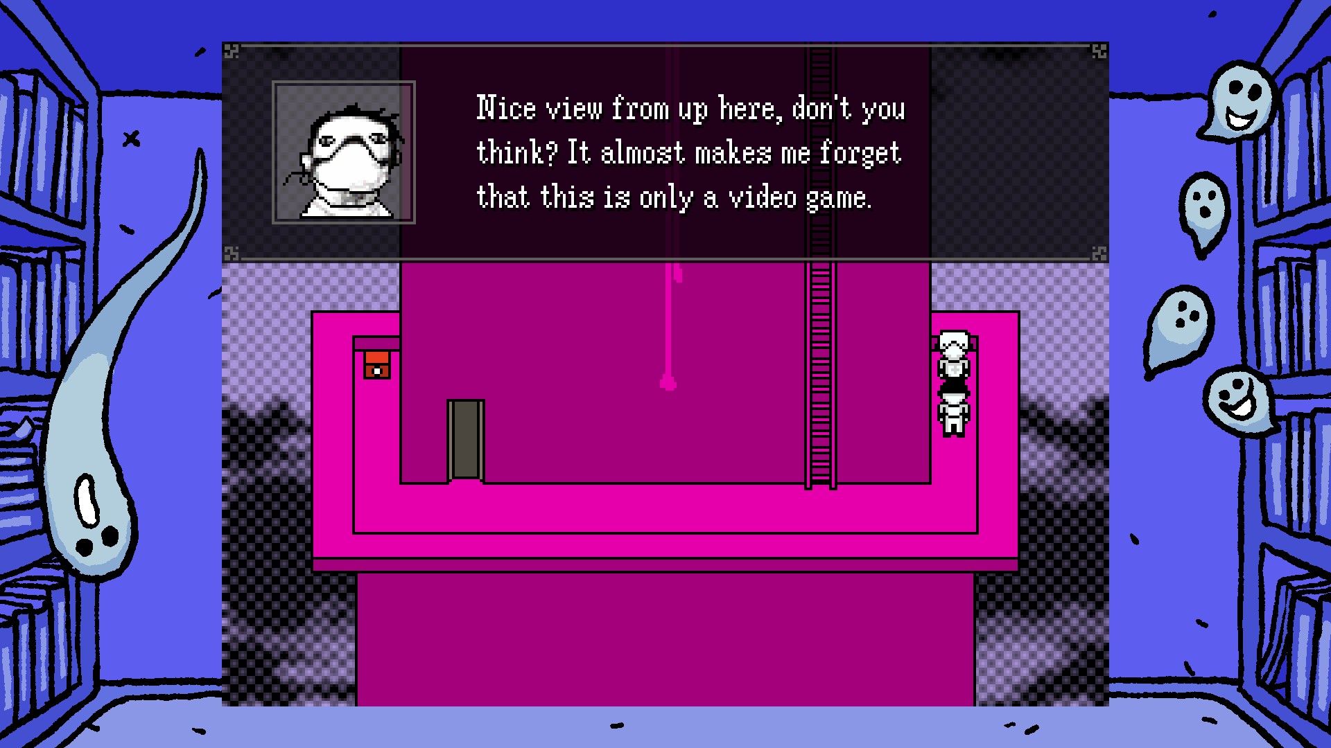 An NPC in Off stating that this is "only a video game"