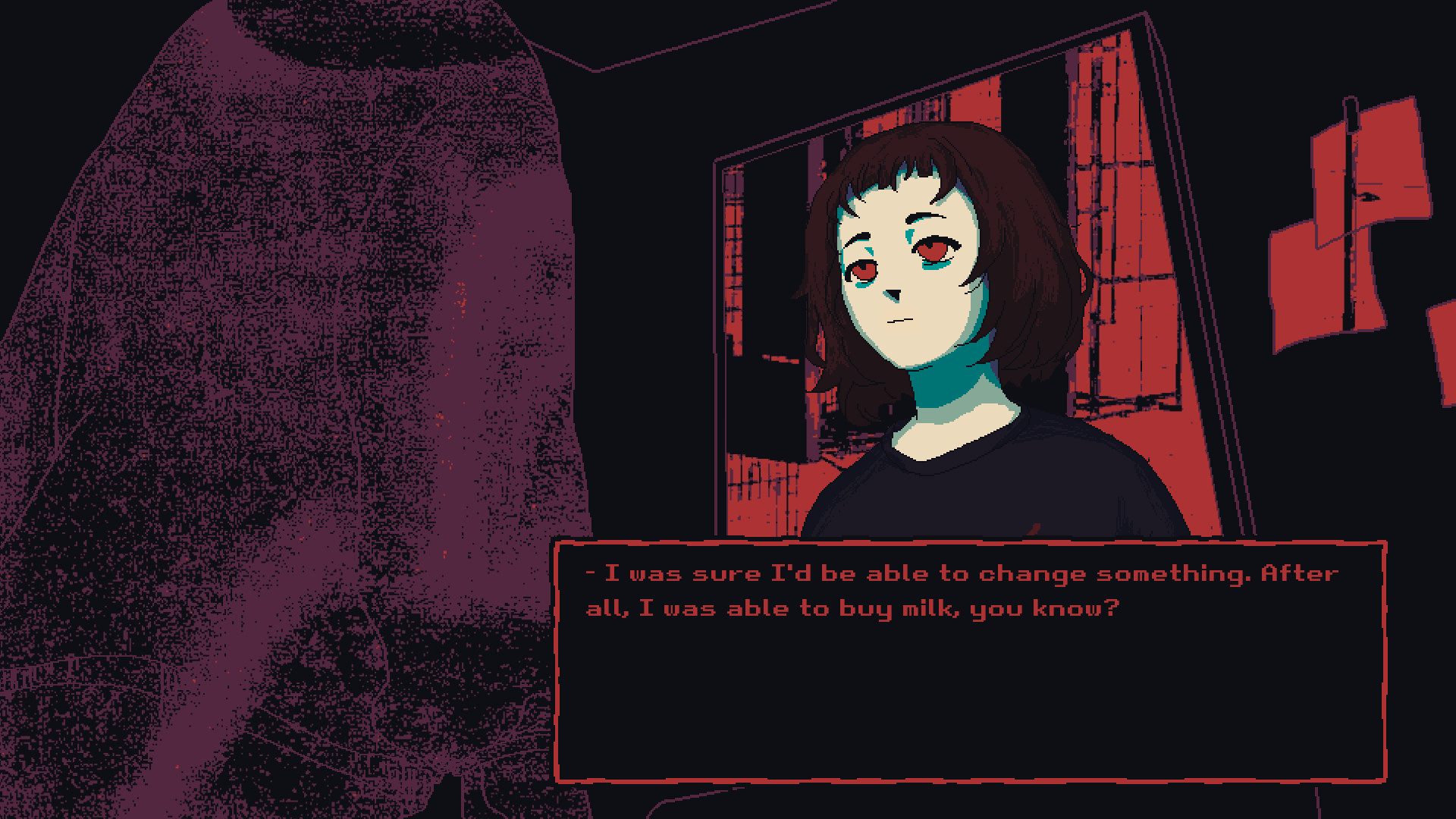 the protagonist of Milk staring into the mirror, she says: "I was sure I'd be able to change something. After all, I was able to buy milk, you know?"