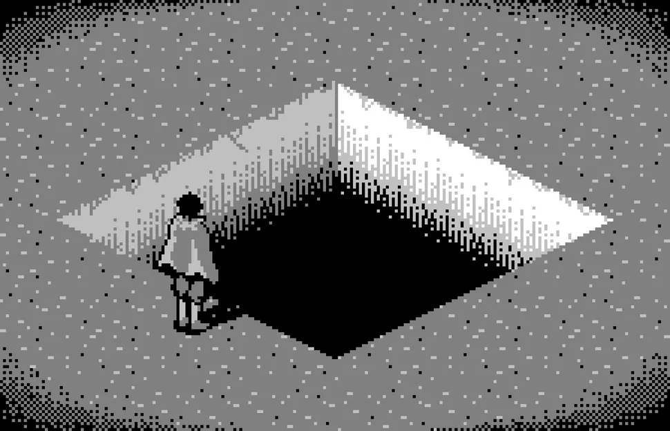 A hero looks at a bottomless pit.