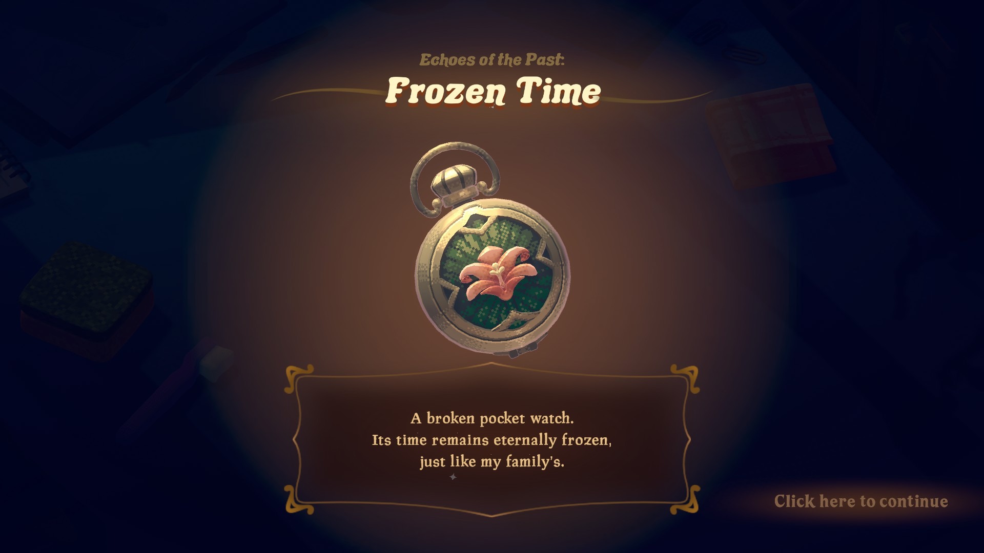 A broken pocket watch.