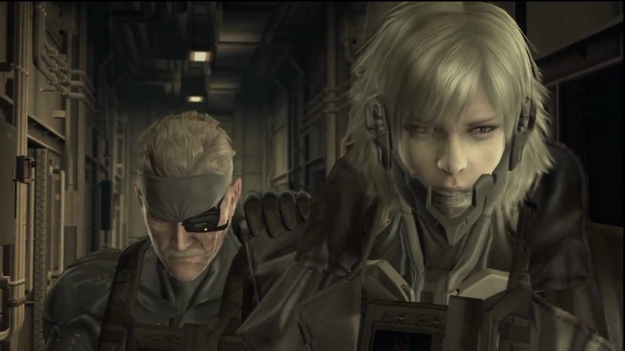 Old Snake and Raiden in MGS4.
