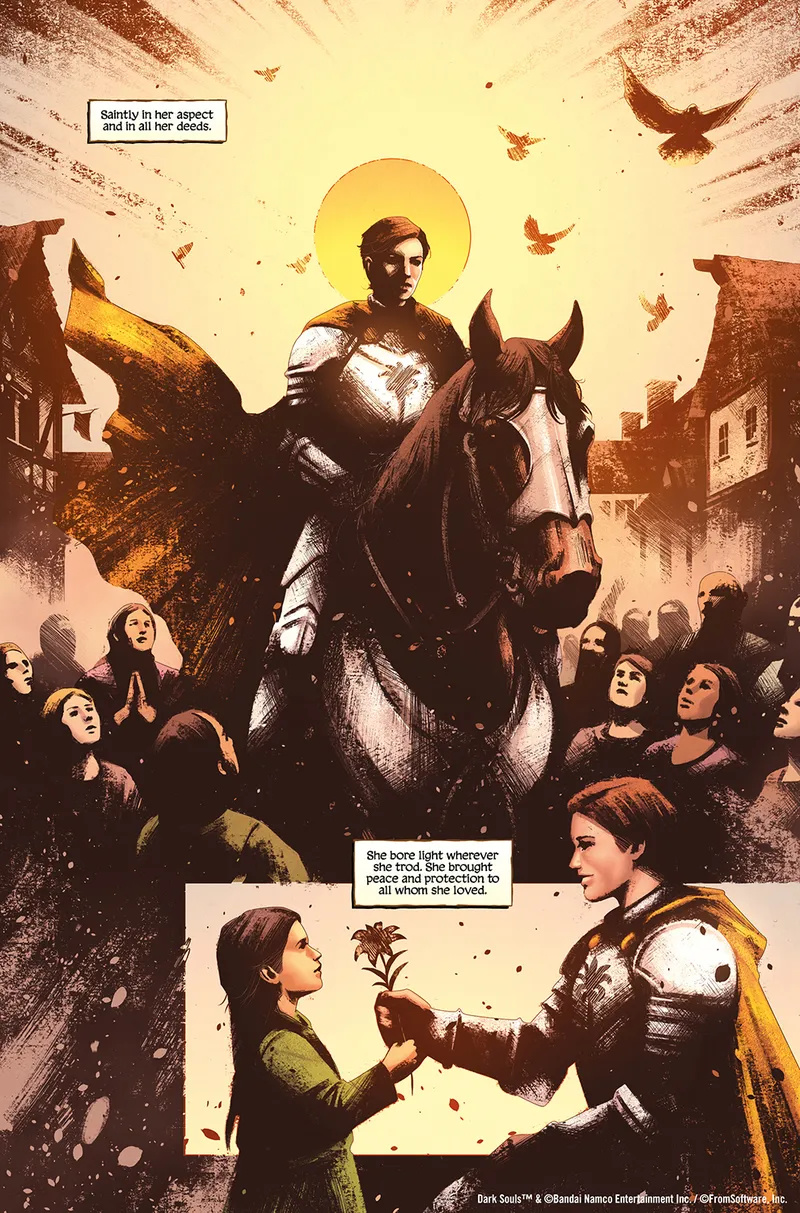 The common people revere the saint-like knight known as the Mother of Lilies.